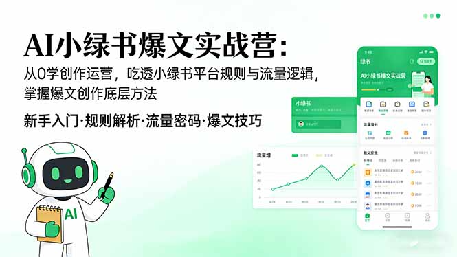 AI 小绿书爆文实战营:从0学创作运营,吃透小绿书平台规则与流量逻辑,掌握爆文创作底层方法-优优云网创