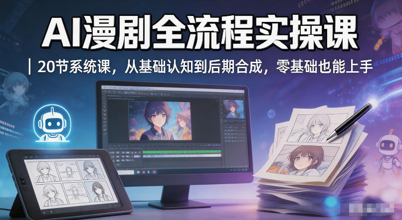 AI漫剧全流程实操课|20节系统课,从基础认知到后期合成,零基础也能上手-优优云网创