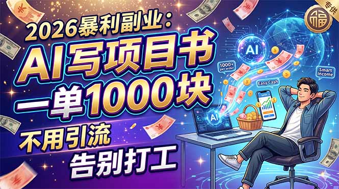 2026暴利副业：AI 写项目书，一单 1000 块，不用引流，告别打工-优优云网创