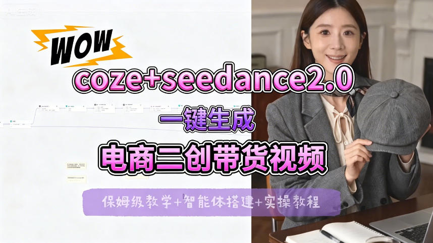 【Coze工作流搭建实操教程】seedance2.0+coze一键生成电商二创带货视频,全流程保姆级教学-优优云网创