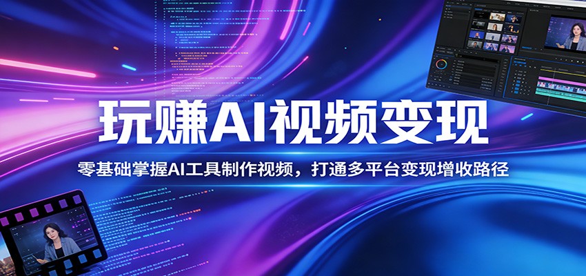 玩赚AI视频变现，零基础掌握AI具制作视频，打通多平台变现增收路径-优优云网创