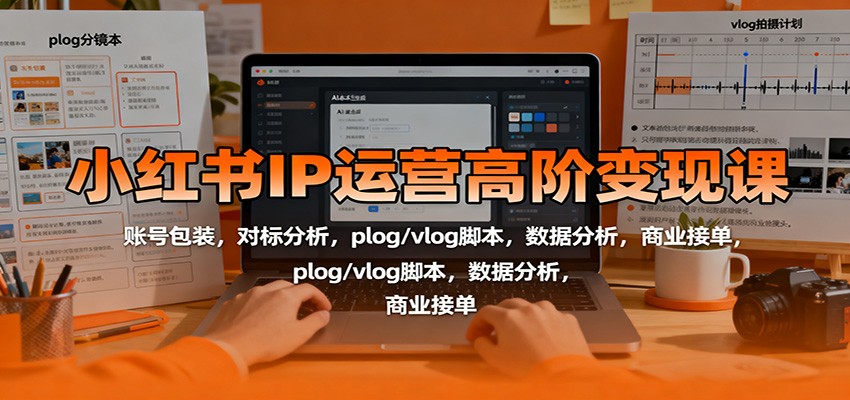 小红书IP运营高阶变现课:账号包装,对标分析,plog/vlog脚本,数据分析,商业接单-优优云网创