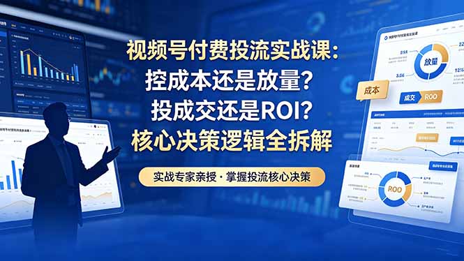 视频号付费投流实战课-5月:控成本还是放量?投成交还是ROI?核心决策逻辑全拆解-优优云网创