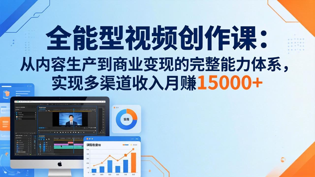 全能型视频创作课-26年3月更新:从内容生产到商业变现的完整能力体系,多渠道收入月赚15000+-优优云网创
