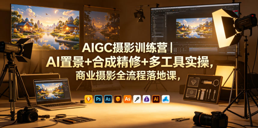 AIGC摄影训练营｜AI置景+合成精修+多工具实操，商业摄影全流程落地课-优优云网创