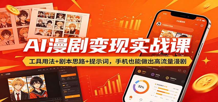 AI漫剧变现实战课：工具用法+剧本思路+提示词，手机也能做出高流量漫剧-优优云网创