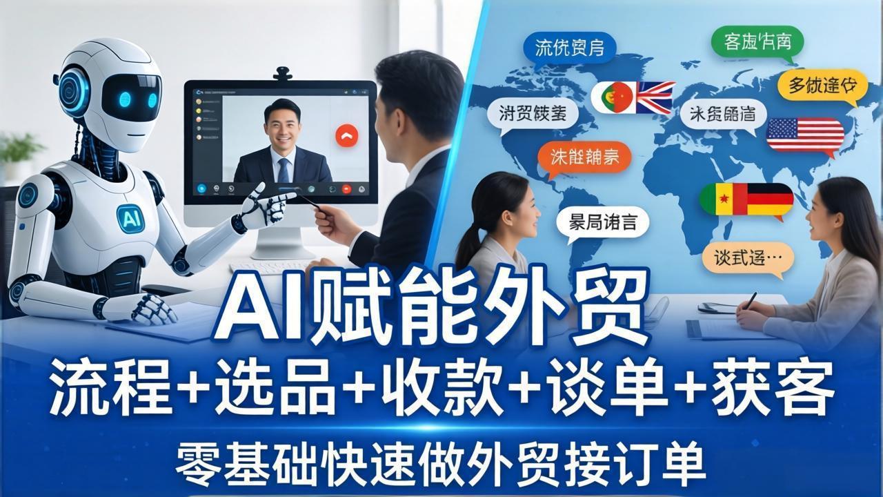 外贸+AI实战课:流程+选品+收款+谈单+获客,零基础快速做外贸接订单-优优云网创