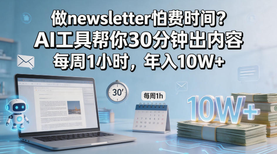 做newsletter怕费时间？AI工具帮你30分钟出内容，每周1小时，年入10W+！【原创双语字幕】-优优云网创