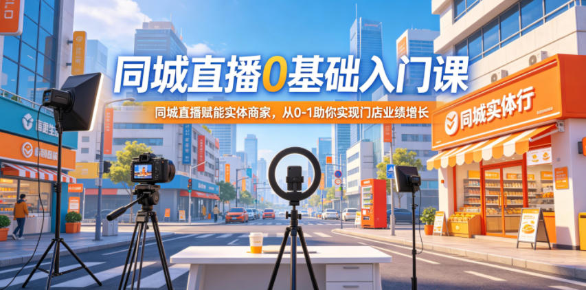 同城直播0基础入门课,同城直播赋能实体商家,从0-1助你实现门店业绩增长-优优云网创