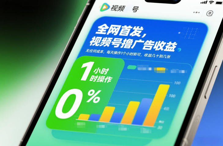 全网首发,视频号撸广告收益,无任何成本,每天操作1个小时即可,收益几十到几张-优优云网创