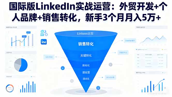 国际版LinkedIn实战运营:外贸开发+个人品牌+销售转化,新手3个月月入5万+-优优云网创