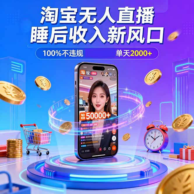 淘宝无人直播,不违规不封号,直播100小时卖了5万,年底旺季!-优优云网创