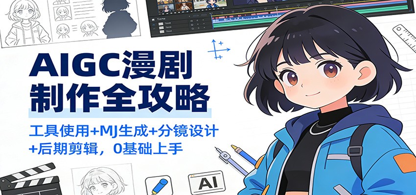 AIGC漫剧制作全攻略:工具使用+MJ生成+分镜设计+后期剪辑,0基础上手-优优云网创