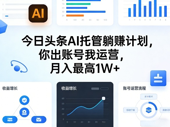 今日头条AI托管躺賺计划,你出账号我运营,月入最高1W+【揭秘】-优优云网创
