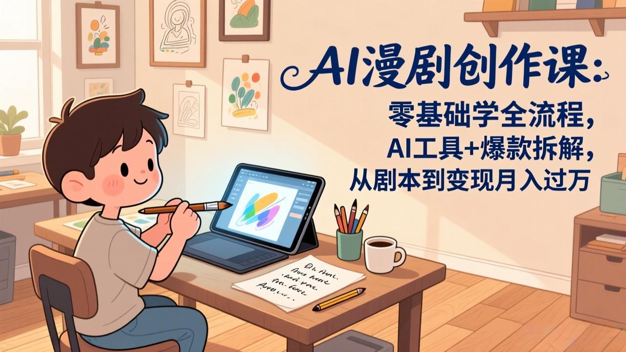 AI漫剧创作课:零基础学全流程,AI工具+爆款拆解,从剧本到变现月入过万-优优云网创