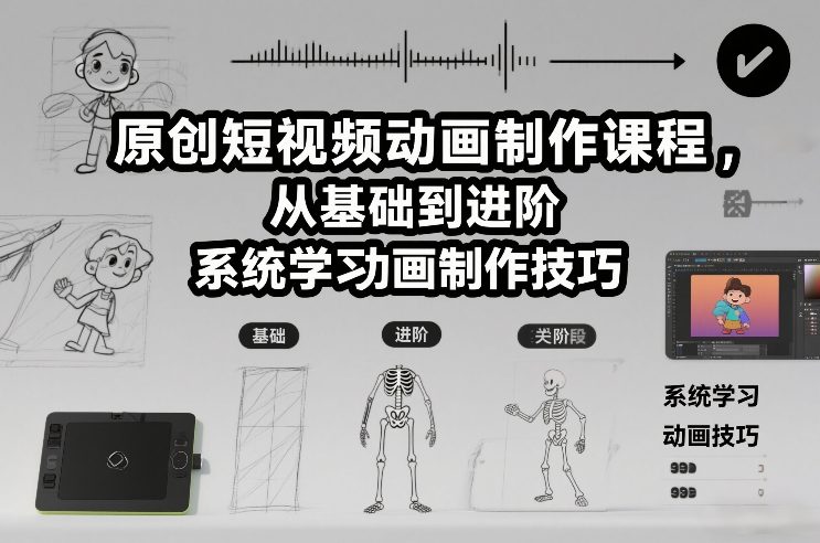 原创短视频动画制作课程,从基础到进阶,系统学习动画制作技巧-优优云网创