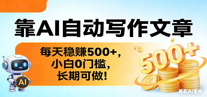 靠AI自动写作文章,每天稳赚500+,小白0门槛,长期可做!-优优云网创