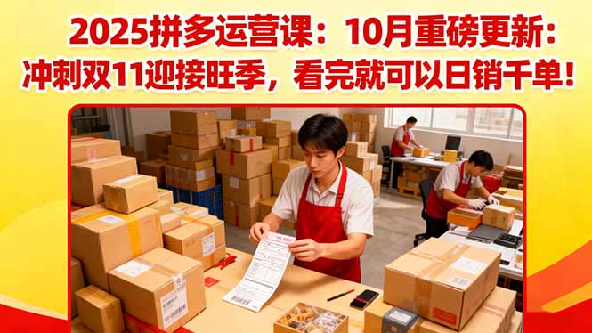 2025拼多多运营课:10月重磅更新:冲刺双11迎接旺季,看完就可以日销千单-优优云网创