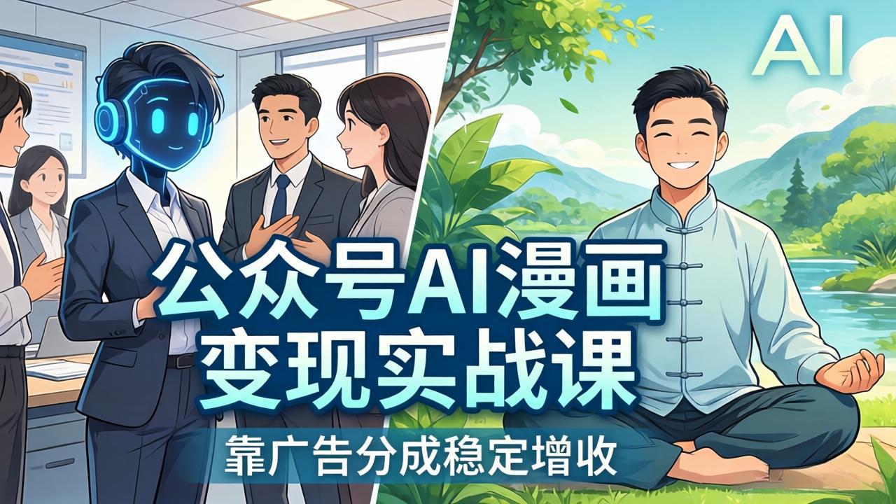 公众号AI漫画变现实战课:星座/职场/养生多赛道+智能体发文,靠广告分成稳定增收-优优云网创