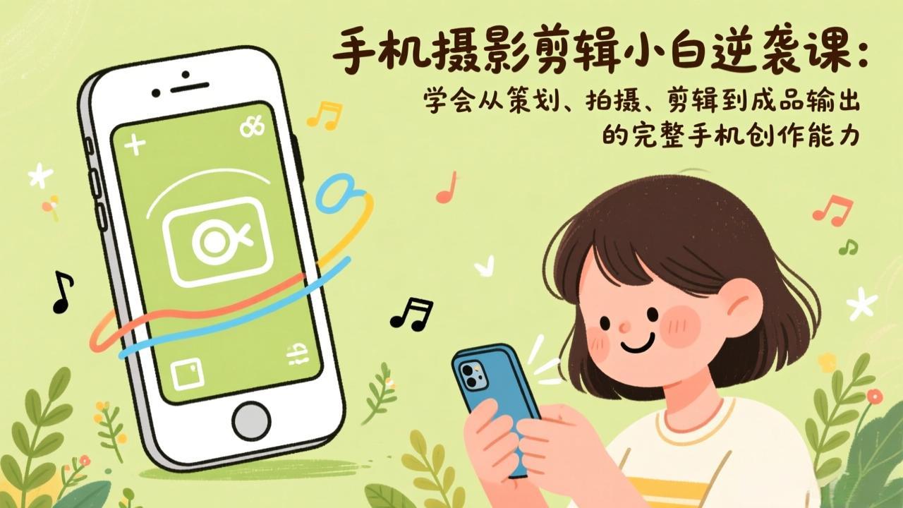 手机摄影剪辑小白逆袭课：学会从策划、拍摄、剪辑到成品输出的完整手机创作能力-优优云网创