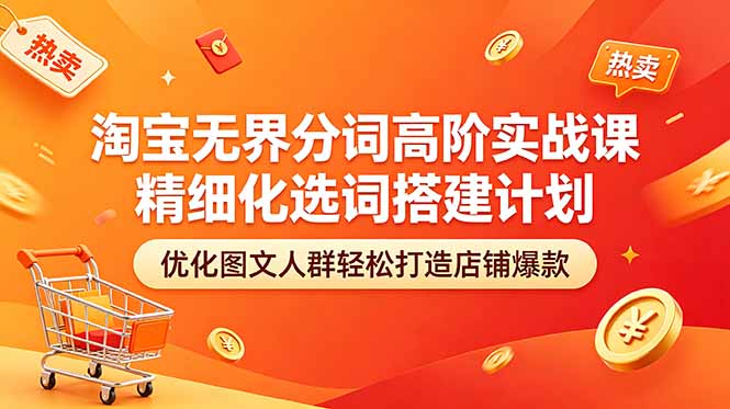 淘宝无界分词高阶实战课 精细化选词搭建计划 优化图文人群轻松打造店铺爆款-优优云网创