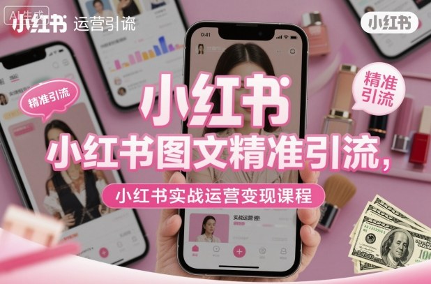 小红书图文精准引流,小红书实战运营变现课程