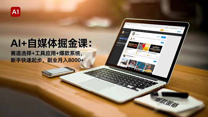 AI+自媒体掘金课:赛道选择+工具应用+爆款系统,新手快速起步,副业月入8000+-优优云网创
