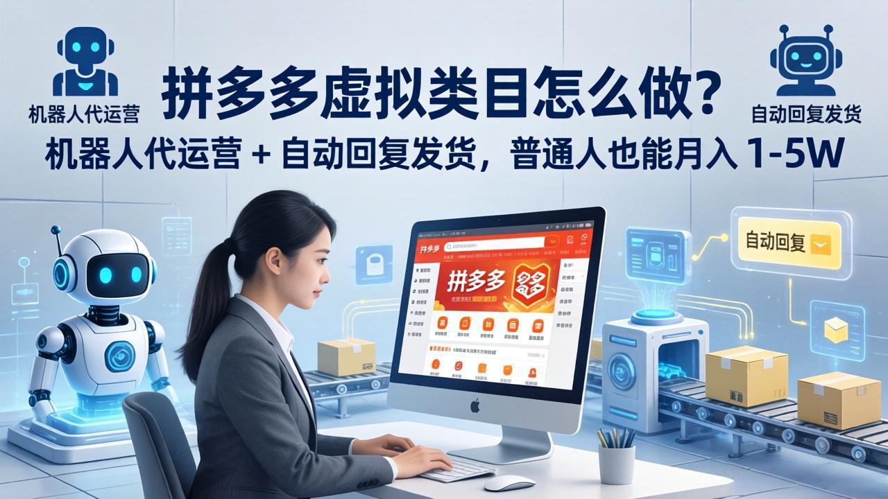拼多多虚拟类目怎么做?机器人代运营 + 自动回复发货,普通人也能月入 1-5W-优优云网创