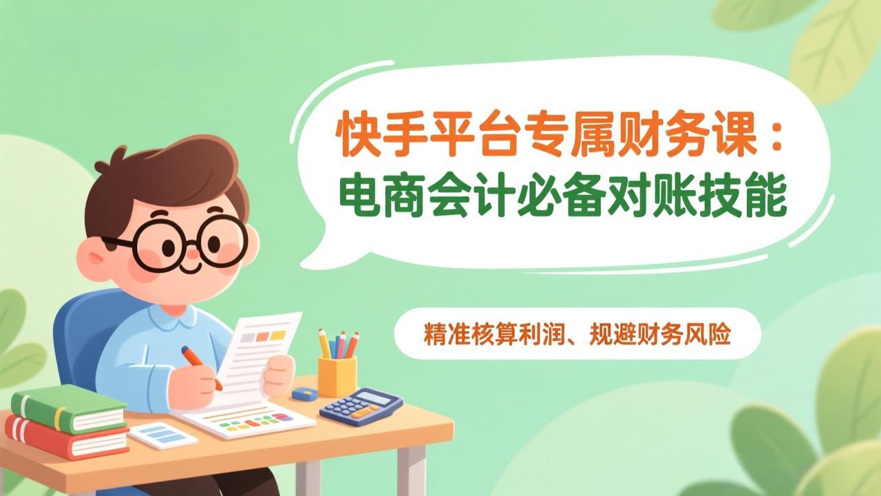 快手平台专属财务课:电商会计必备对账技能,精准核算利润、规避财务风险-优优云网创