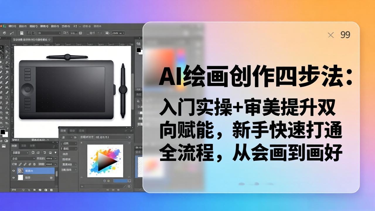AI绘画创作四步法：入门实操+审美提升双向赋能，新手快速打通全流程，从会画到画好-优优云网创
