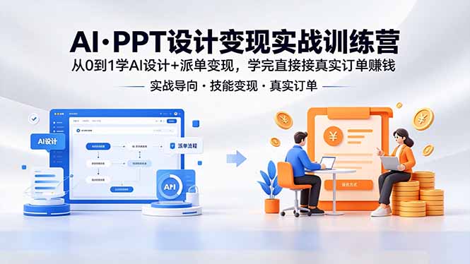 AI·PPT设计变现实战训练营,从0到1学AI设计+派单变现,学完直接接真实订单赚钱-优优云网创