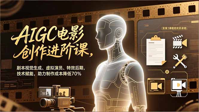 AIGC电影创作进阶课,剧本视觉生成、虚拟演员、特效后期,技术赋能,助力制作成本降低70%-优优云网创