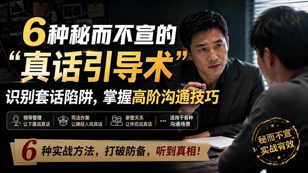 (20113期)付费文章:6种秘而不宣的“真话引导术”识别套话陷阱,掌握高阶沟通技巧-思丰网赚