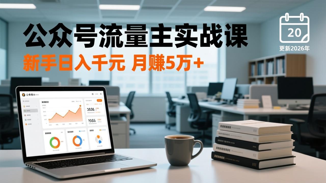 公众号流量主实战课-更新26年3月,爆文写作、流量池运营、多平台分发,新手日入千元月赚5w+-优优云网创