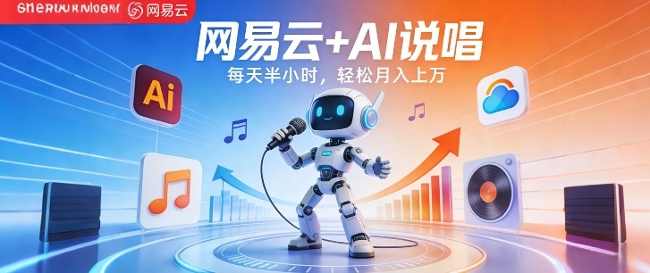 网易云+AI说唱，每天半小时，AI内容创作+流量变现，轻松月入1W