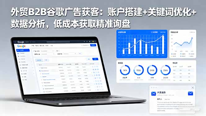 外贸B2B 谷歌广告获客:账户搭建+关键词优化+数据分析 低成本获取精准询盘-优优云网创
