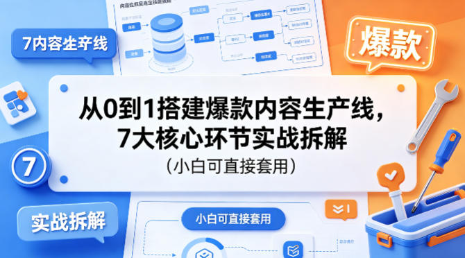 从0到1搭建爆款内容生产线,7大核心环节实战拆解(小白可直接套用)-优优云网创