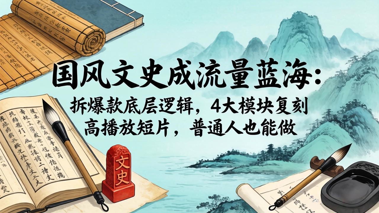国风文史成流量蓝海：拆爆款底层逻辑，4大模块复刻高播放短片，普通人也能做-优优云网创