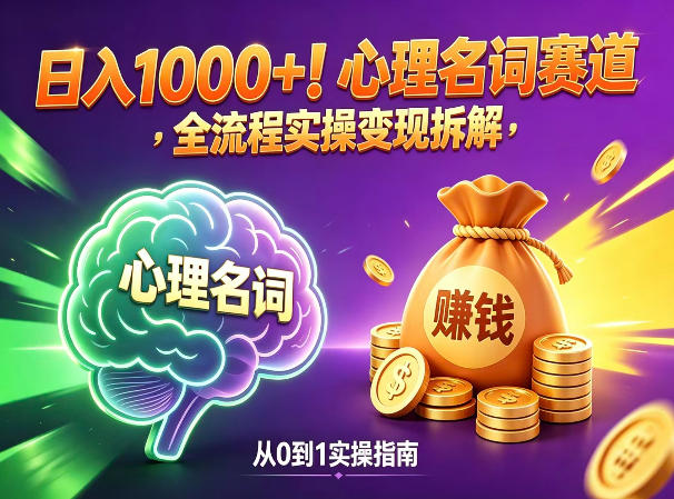 心理名词赛道,新手小白也能做,全流程项目拆解,单日变现1k+-优优云网创