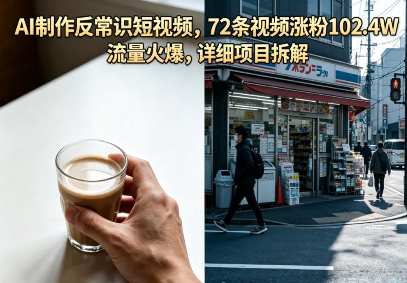 AI制作反常识短视频，72条视频涨粉102.4W，流量火爆，详细项目拆解-优优云网创