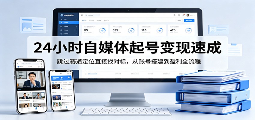 24小时自媒体起号变现速成,跳过赛道定位直接找对标,从账号搭建到盈利全流程-优优云网创