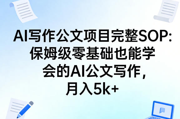 AI写作公文项目完整SOP,保姆级零基础也能学会的AI公文写作,月入5k+-优优云网创