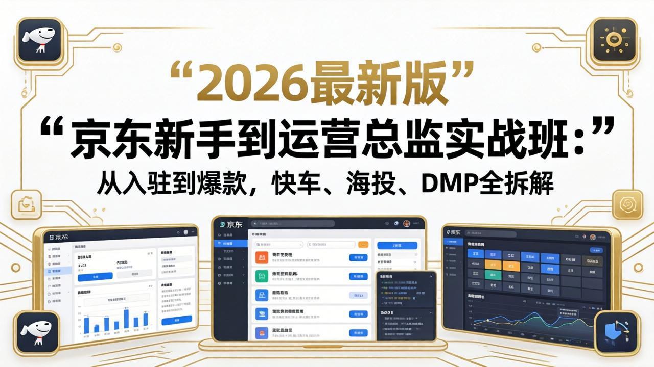 京东新手到运营总监实战班:从入驻到爆款,快车、海投、DMP全拆解,2026最新版-优优云网创