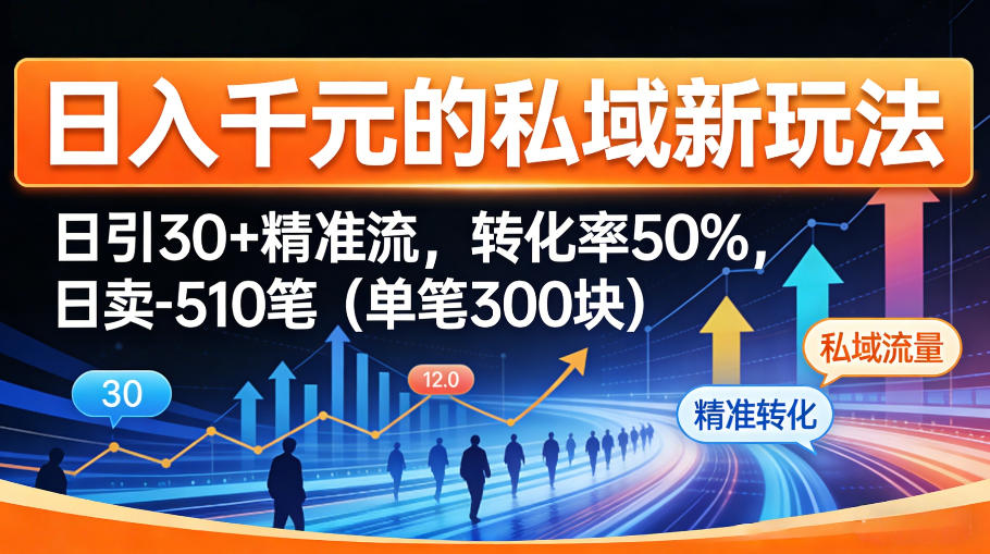 日入千米的私域新玩法:日引30+精准流,转化率50%,日卖5-10笔(单笔300米)-优优云网创