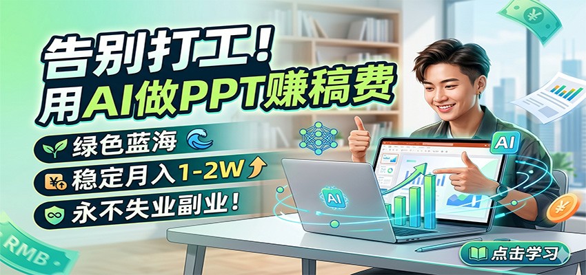 告别打工!用AI做PPT赚稿费,绿色蓝海,稳定月入1-2W,永不失业副业!-优优云网创