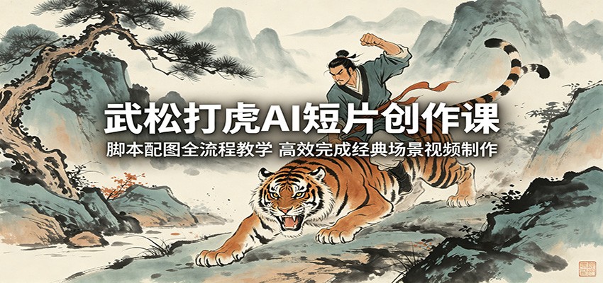 武松打虎AI短片创作课:脚本配图全流程教学,高效完成经典场景视频制作-优优云网创