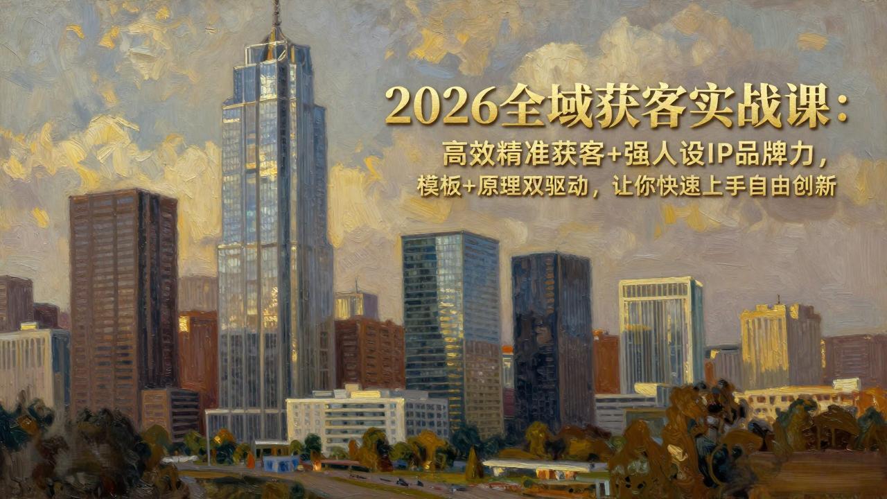 2026全域获客实战课:高效精准获客+强人设IP品牌力,模板+原理双驱动,让你快速上手自由创新-优优云网创