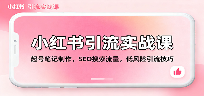 小红书引流实战课：起号笔记制作，SEO搜索流量，低风险引流技巧-优优云网创