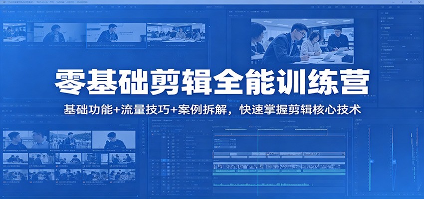 零基础剪辑全能训练营:基础功能+流量技巧+案例拆解,快速掌握剪辑核心技术-优优云网创