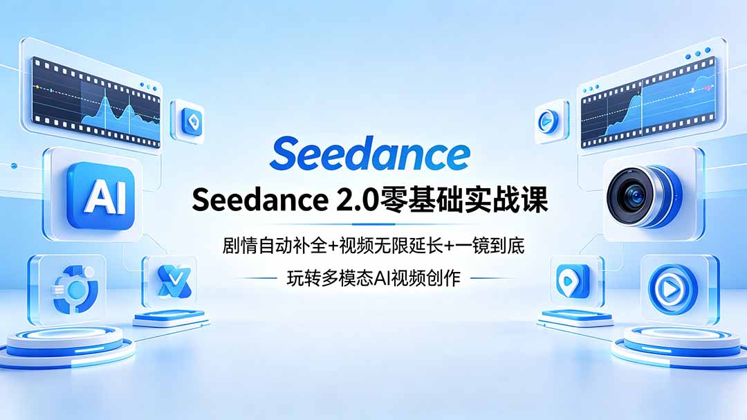 Seedance 2.0零基础实战课：剧情自动补全+视频无限延长+一镜到底：玩转多模态AI视频创作-优优云网创